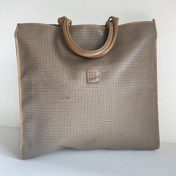 Vintage Tacchini  Beige All Over Monogram Large Tote Bag - Picture 1 of 13